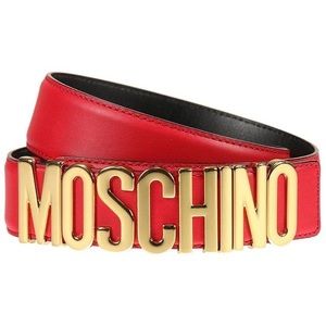 Moschino logo plaque belt